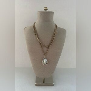 Kenneth Cole Gold Layered Necklace with Teardrop Pendant